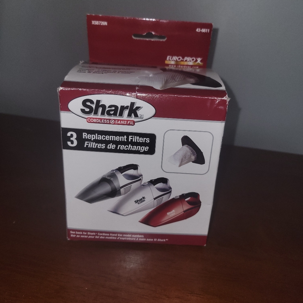 Shark Euro Pro 3 Replacement Filters  Cordless Hand Vac XSB726N & XF769